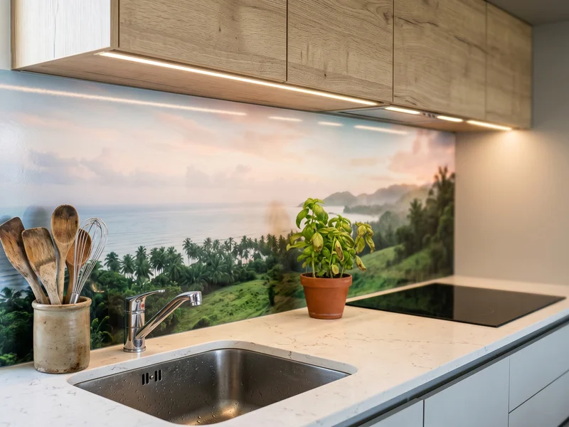 Crédence en polycarbonate avec paysage de La Réunion pour décoration murale originale