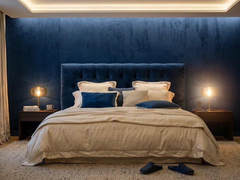 Chambre parentale avec habillage mural unique en tissu tendu élégant