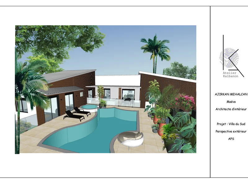 Intérieur de maison à La Réunion intégrant nature, bois et pierre, ouvert sur l'extérieur